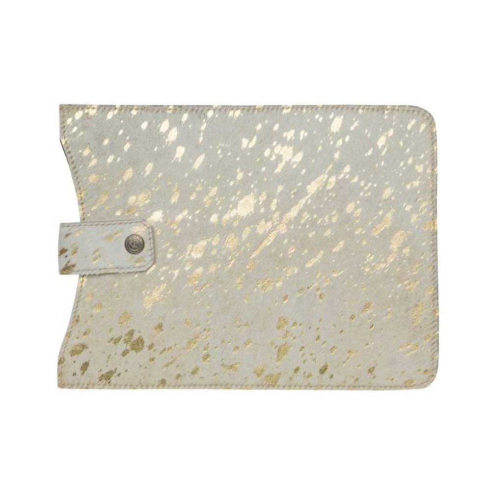 I Pad Cover- White and Gold Acid Cowhide